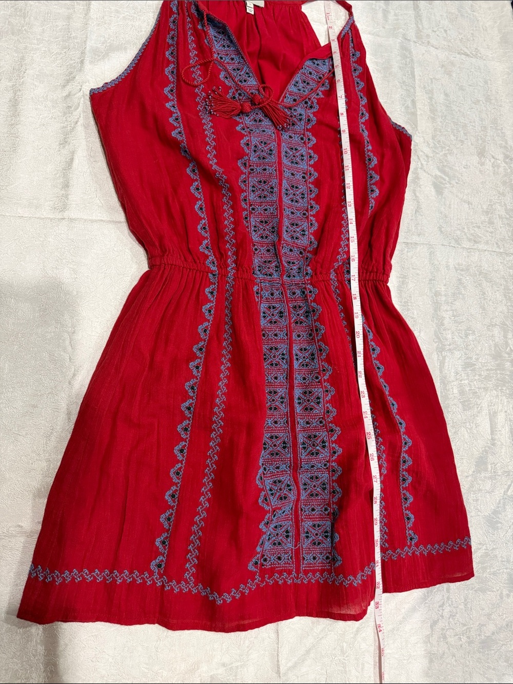 Joie Embroidered Boho Mini Dress Muted Red Size Small - Picture 10 of 11
